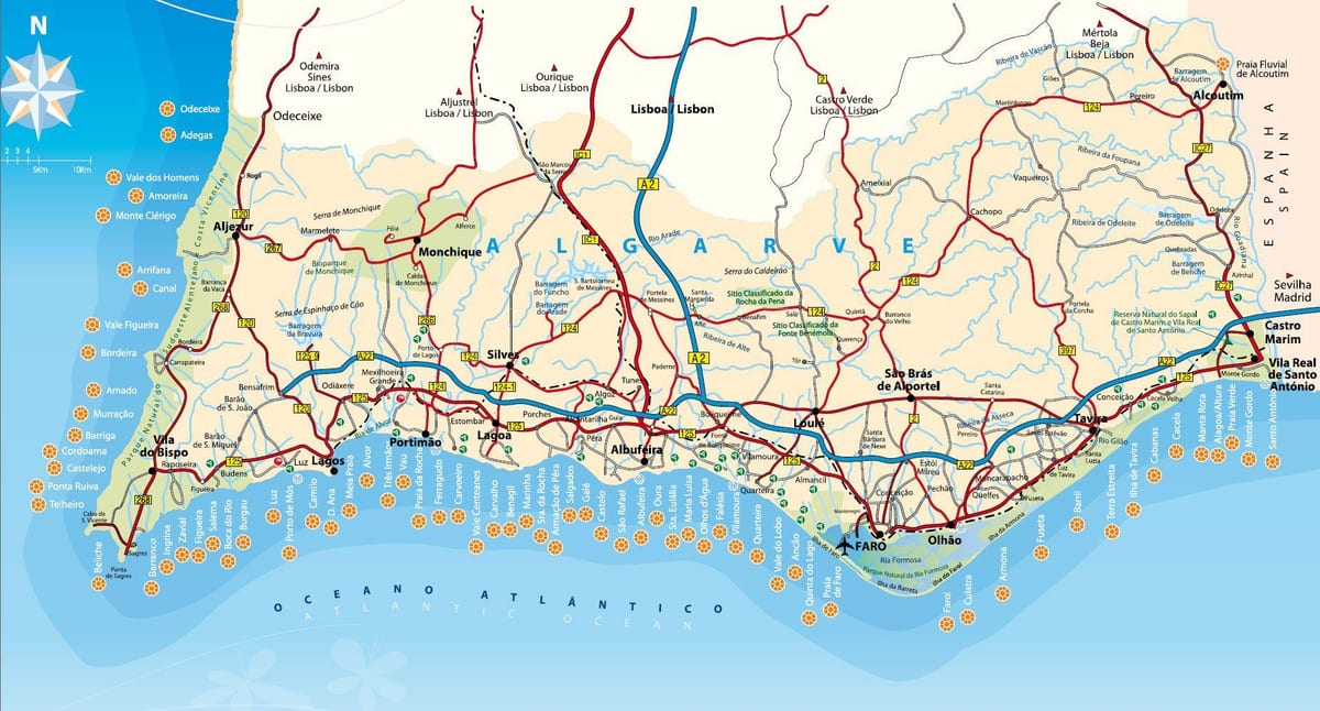 خريطة جنوب البرتغال