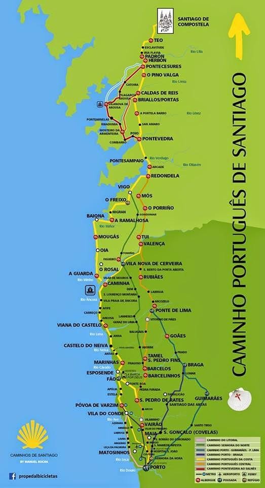 البرتغالية camino الساحلية خريطة الطريق ، 