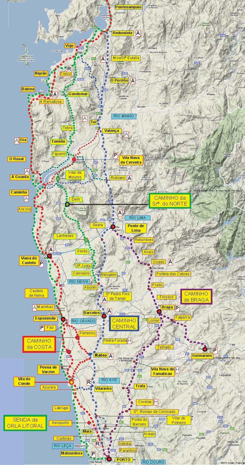 camino البرتغالية خريطة